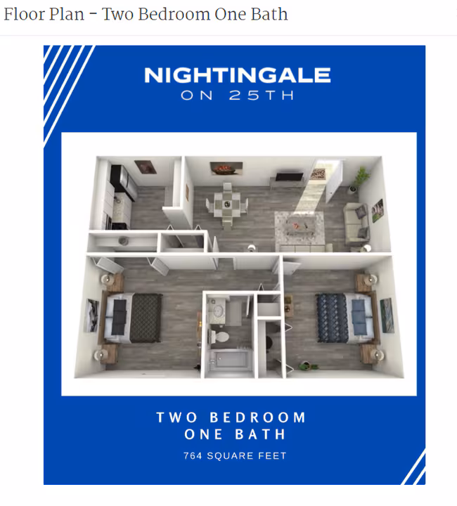 2 Beds • 2 Bath J109 floor plan